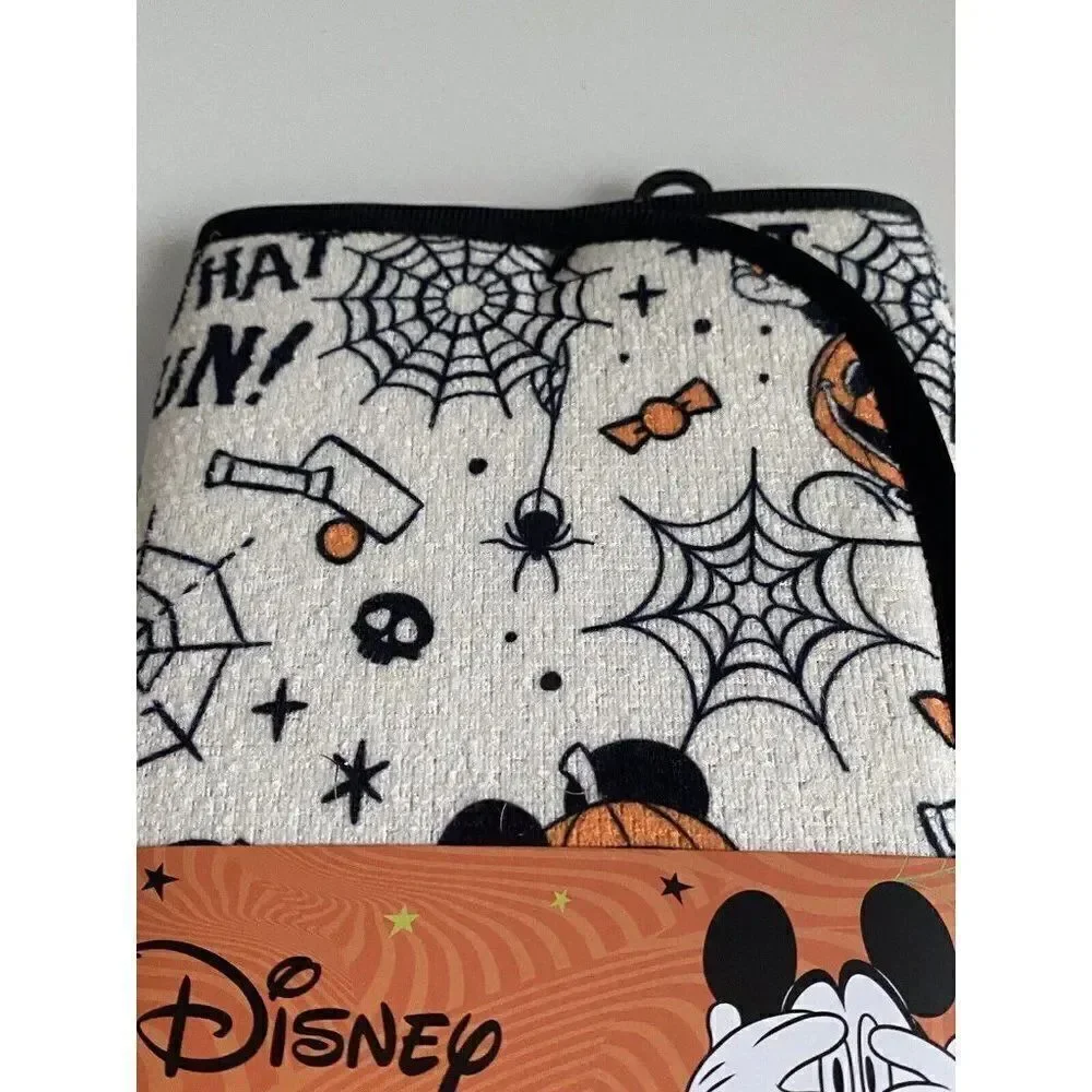 Disney Mickey Mouse Halloween Drying Mat 16”x18” Pumpkins Spider Webs Candy NEW‎